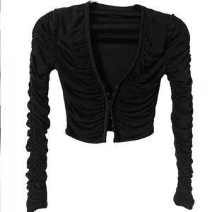 ❌SOLD❌Dynamite ruched long sleeve with with eyelet closure, size xxs